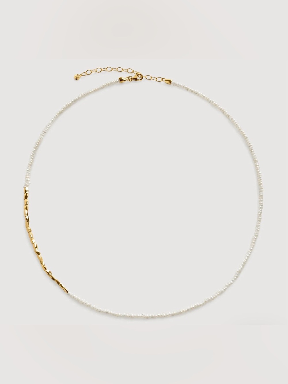 Monica Vinader Mini Nugget Pearl Necklace 18k Gold Vermeil Summer Essential Cute - Picture 3 of 10